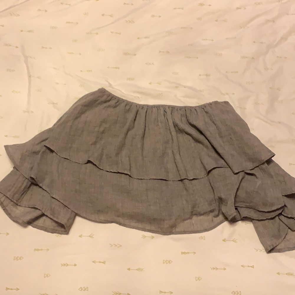 Favlux Cropped Off-Shoulder Grey Top